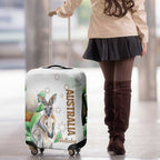 Australia Wallaby Luggage Cover Yellow Banksia Watercolor Style - Aussie Hoodie