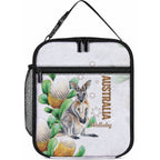 Australia Wallaby Lunch Bag Yellow Banksia Watercolor Style