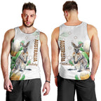 Australia Wallaby Men Tank Top Yellow Banksia Watercolor Style - Aussie Hoodie