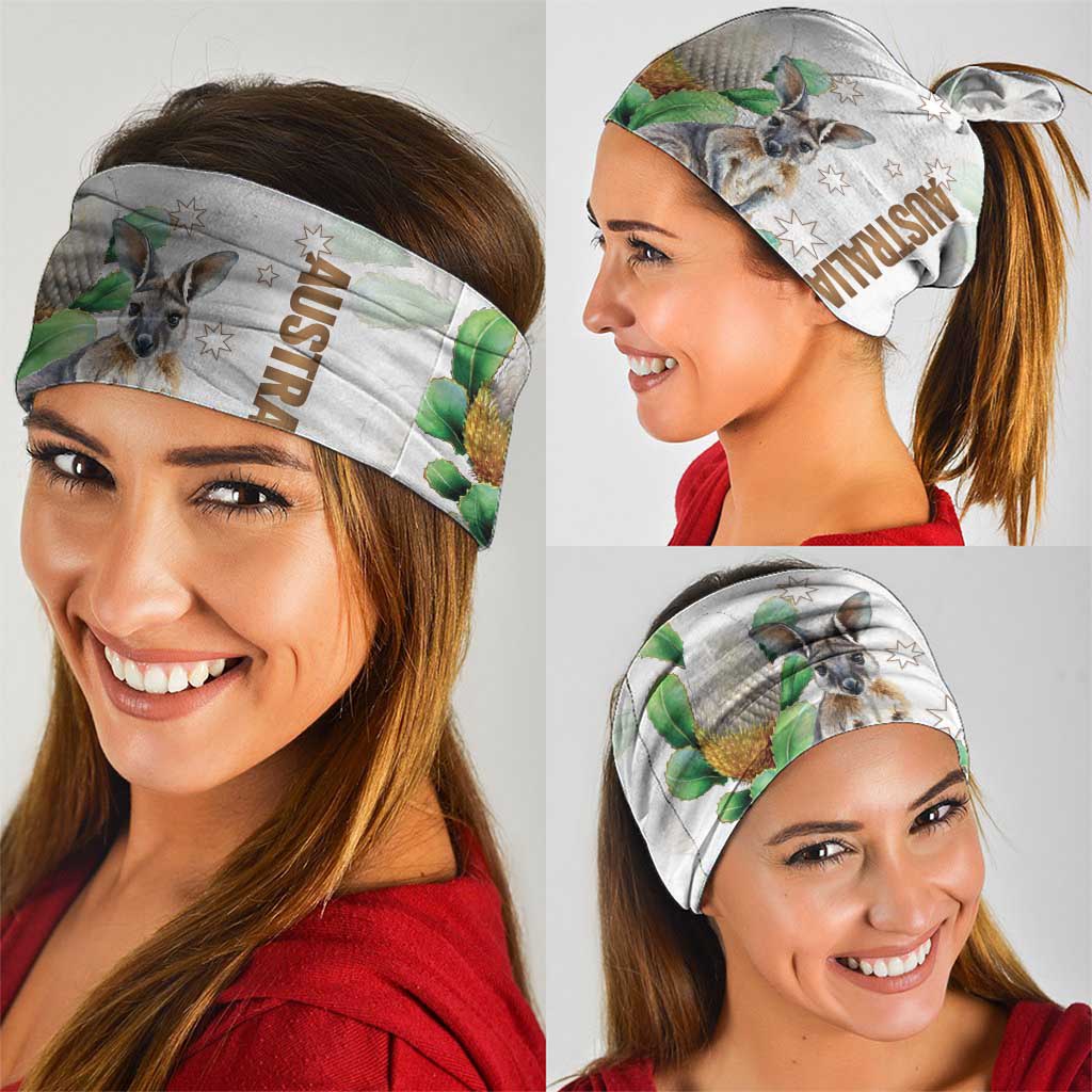 Australia Wallaby Neck Gaiter Yellow Banksia Watercolor Style - Aussie Hoodie