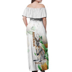 Australia Wallaby Off Shoulder Maxi Dress Yellow Banksia Watercolor Style - Aussie Hoodie