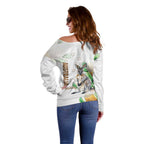 Australia Wallaby Off Shoulder Sweater Yellow Banksia Watercolor Style - Aussie Hoodie