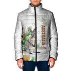 Australia Wallaby Padded Jacket Yellow Banksia Watercolor Style - Aussie Hoodie
