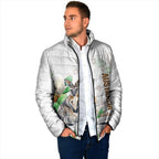 Australia Wallaby Padded Jacket Yellow Banksia Watercolor Style - Aussie Hoodie