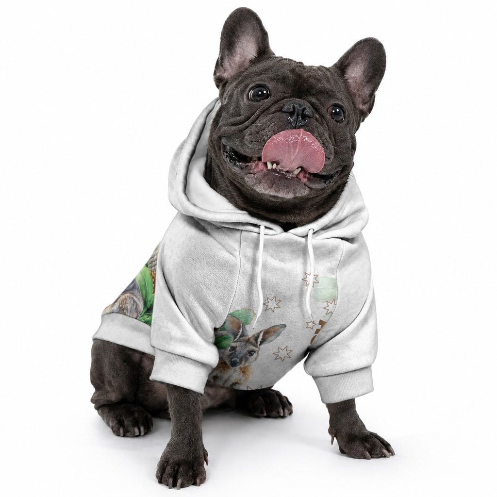 Australia Wallaby Pet Hoodie Yellow Banksia Watercolor Style