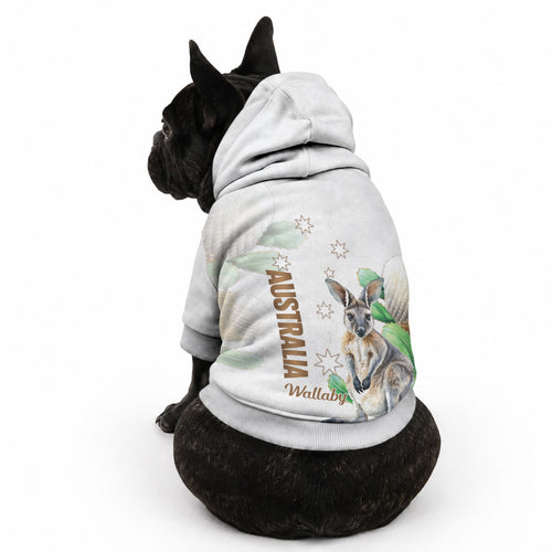 Australia Wallaby Pet Hoodie Yellow Banksia Watercolor Style