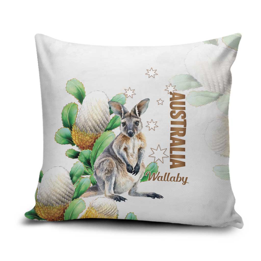 Australia Wallaby Pillow Cover Yellow Banksia Watercolor Style - Aussie Hoodie