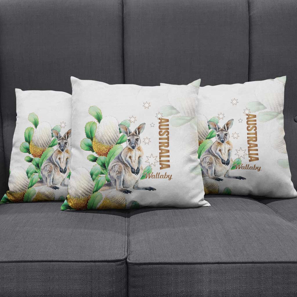 Australia Wallaby Pillow Cover Yellow Banksia Watercolor Style - Aussie Hoodie