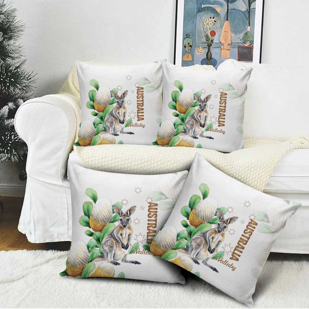 Australia Wallaby Pillow Cover Yellow Banksia Watercolor Style - Aussie Hoodie