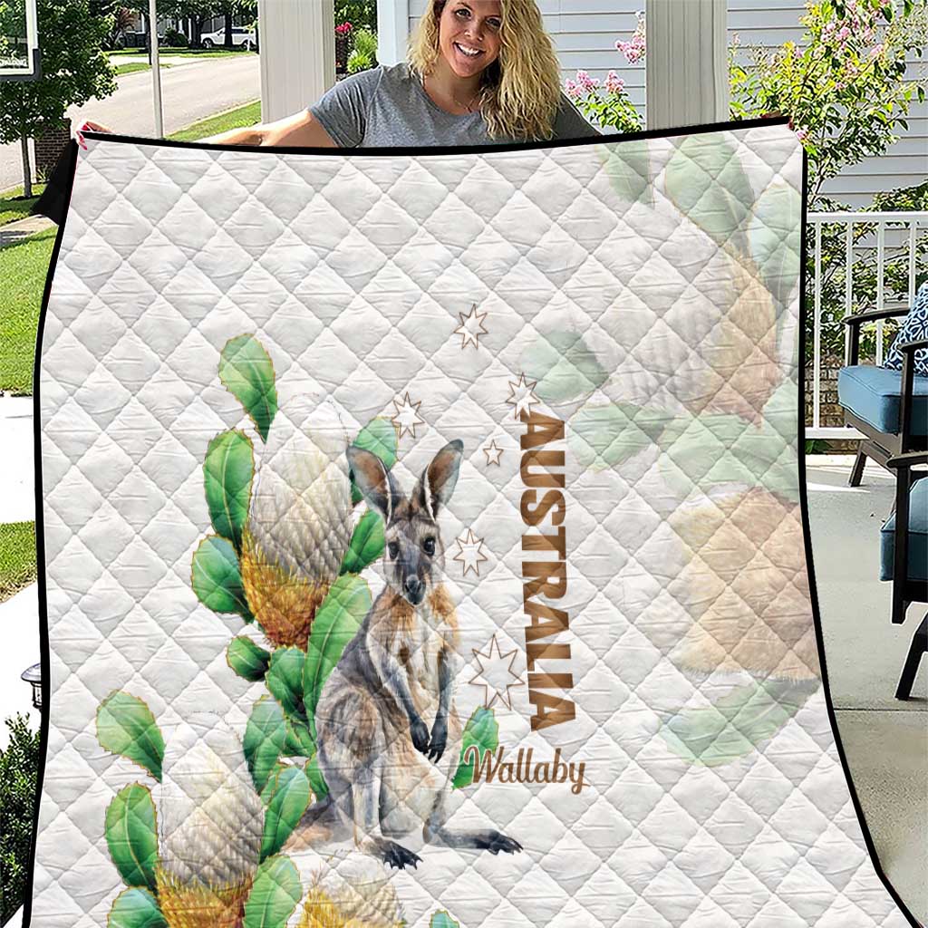 Australia Wallaby Quilt Yellow Banksia Watercolor Style - Aussie Hoodie