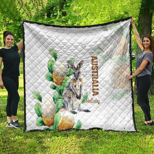 Australia Wallaby Quilt Yellow Banksia Watercolor Style - Aussie Hoodie