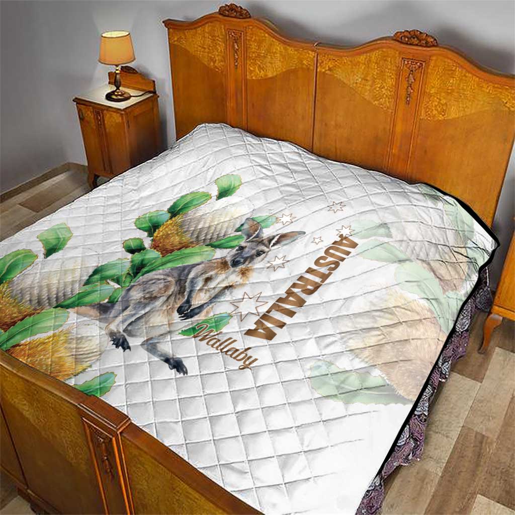Australia Wallaby Quilt Yellow Banksia Watercolor Style - Aussie Hoodie