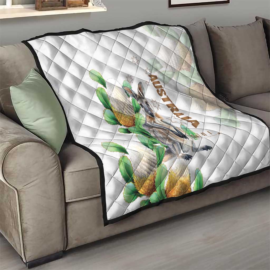 Australia Wallaby Quilt Yellow Banksia Watercolor Style - Aussie Hoodie