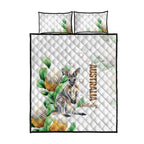 Australia Wallaby Quilt Bed Set Yellow Banksia Watercolor Style - Aussie Hoodie