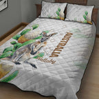 Australia Wallaby Quilt Bed Set Yellow Banksia Watercolor Style - Aussie Hoodie