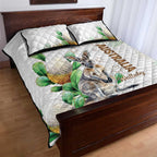 Australia Wallaby Quilt Bed Set Yellow Banksia Watercolor Style - Aussie Hoodie