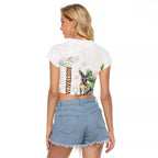 Australia Wallaby Raglan Cropped T Shirt Yellow Banksia Watercolor Style - Aussie Hoodie