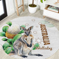Australia Wallaby Round Carpet Yellow Banksia Watercolor Style - Aussie Hoodie