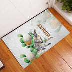 Australia Wallaby Rubber Doormat Yellow Banksia Watercolor Style - Aussie Hoodie