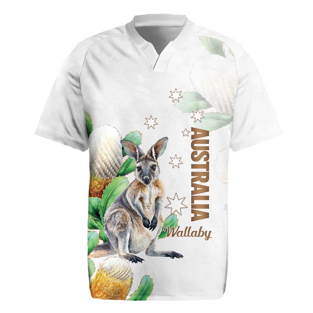 Australia Wallaby Rugby Jersey Yellow Banksia Watercolor Style - Aussie Hoodie