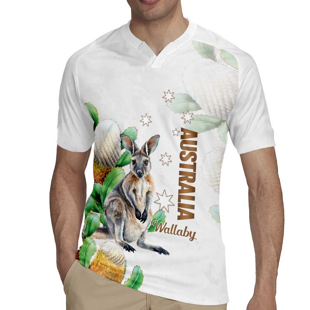 Australia Wallaby Rugby Jersey Yellow Banksia Watercolor Style - Aussie Hoodie
