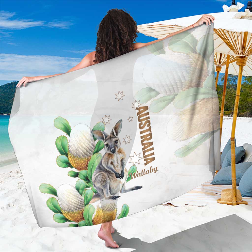 Australia Wallaby Sarong Yellow Banksia Watercolor Style - Aussie Hoodie