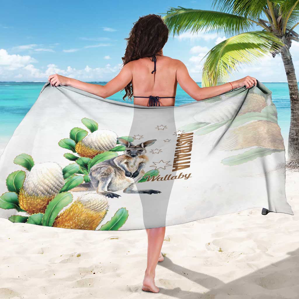 Australia Wallaby Sarong Yellow Banksia Watercolor Style - Aussie Hoodie
