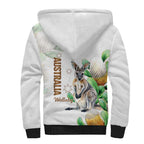 Australia Wallaby Sherpa Hoodie Yellow Banksia Watercolor Style - Aussie Hoodie
