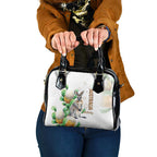 Australia Wallaby Shoulder Handbag Yellow Banksia Watercolor Style - Aussie Hoodie