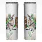 Australia Wallaby Skinny Tumbler Yellow Banksia Watercolor Style - Aussie Hoodie