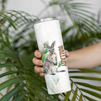 Australia Wallaby Skinny Tumbler Yellow Banksia Watercolor Style - Aussie Hoodie