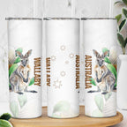 Australia Wallaby Skinny Tumbler Yellow Banksia Watercolor Style - Aussie Hoodie