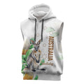 Australia Wallaby Sleeveless Hoodie Yellow Banksia Watercolor Style - Aussie Hoodie