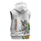 Australia Wallaby Sleeveless Hoodie Yellow Banksia Watercolor Style - Aussie Hoodie