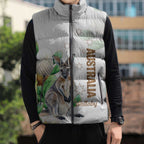 Australia Wallaby Sleeveless Puffer Jacket Yellow Banksia Watercolor Style - Aussie Hoodie