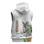 Australia Wallaby Sleeveless Zip Hoodie Yellow Banksia Watercolor Style LT14