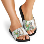 Australia Wallaby Slide Sandals Yellow Banksia Watercolor Style - Aussie Hoodie