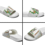 Australia Wallaby Slide Sandals Yellow Banksia Watercolor Style - Aussie Hoodie