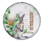 Australia Wallaby Spare Tire Cover Yellow Banksia Watercolor Style - Aussie Hoodie