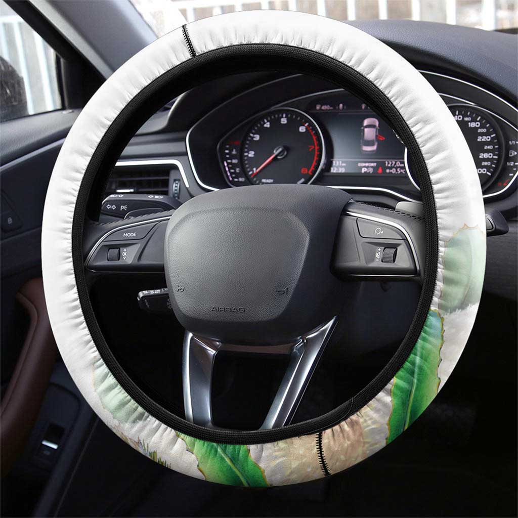 Australia Wallaby Steering Wheel Cover Yellow Banksia Watercolor Style - Aussie Hoodie