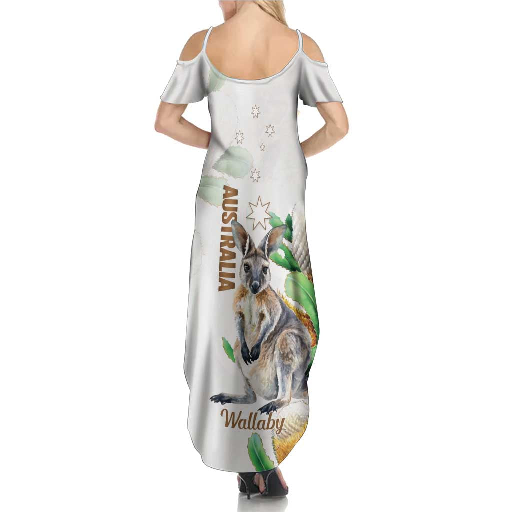 Australia Wallaby Summer Maxi Dress Yellow Banksia Watercolor Style - Aussie Hoodie