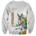 Australia Wallaby Sweatshirt Yellow Banksia Watercolor Style - Aussie Hoodie
