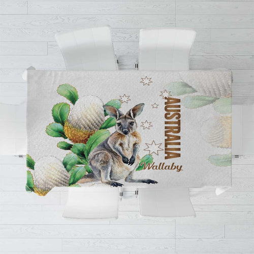 Australia Wallaby Tablecloth Yellow Banksia Watercolor Style - Aussie Hoodie
