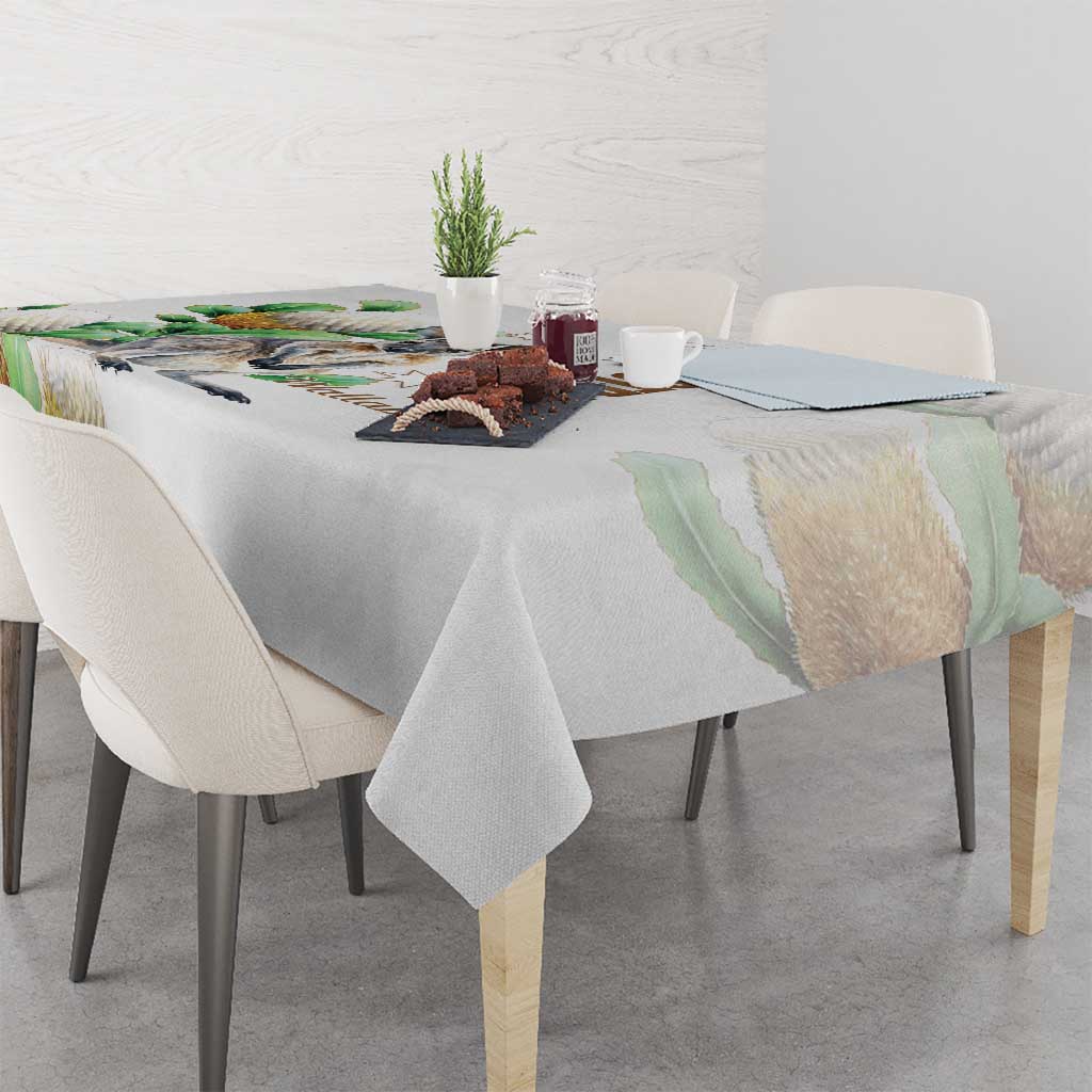 Australia Wallaby Tablecloth Yellow Banksia Watercolor Style - Aussie Hoodie