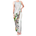 Australia Wallaby Tank Maxi Dress Yellow Banksia Watercolor Style - Aussie Hoodie