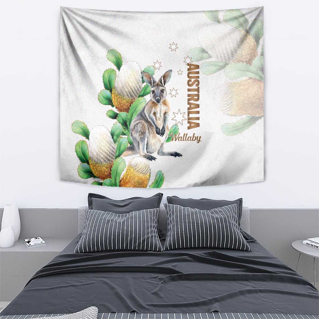 Australia Wallaby Tapestry Yellow Banksia Watercolor Style - Aussie Hoodie