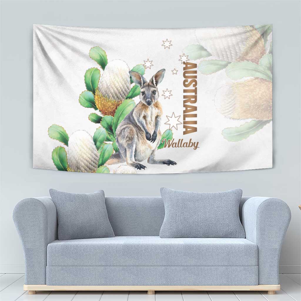 Australia Wallaby Tapestry Yellow Banksia Watercolor Style - Aussie Hoodie