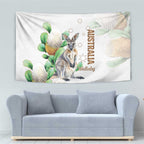 Australia Wallaby Tapestry Yellow Banksia Watercolor Style - Aussie Hoodie