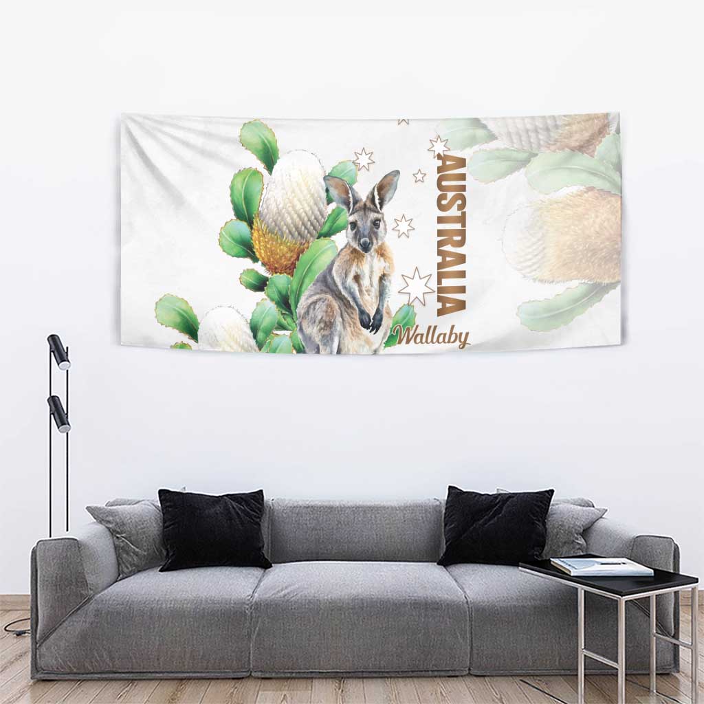 Australia Wallaby Tapestry Yellow Banksia Watercolor Style - Aussie Hoodie