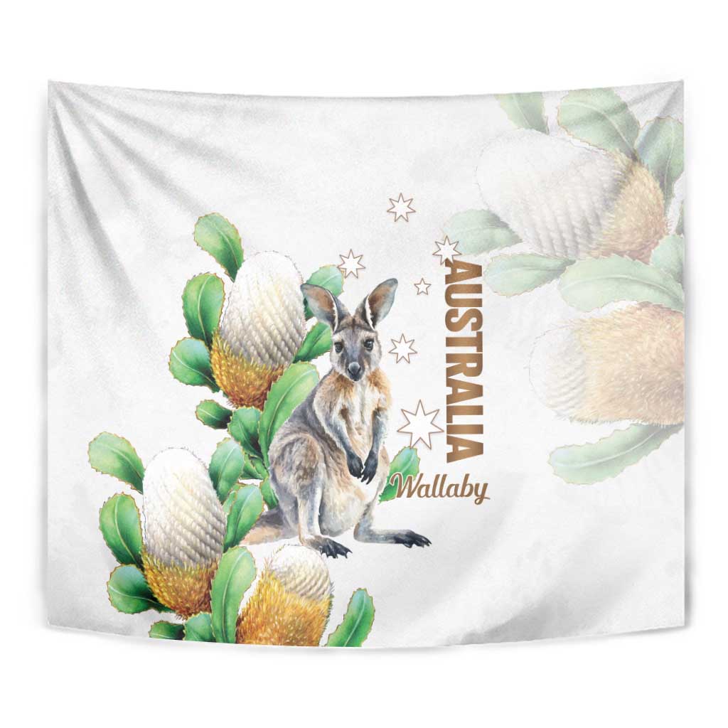 Australia Wallaby Tapestry Yellow Banksia Watercolor Style - Aussie Hoodie